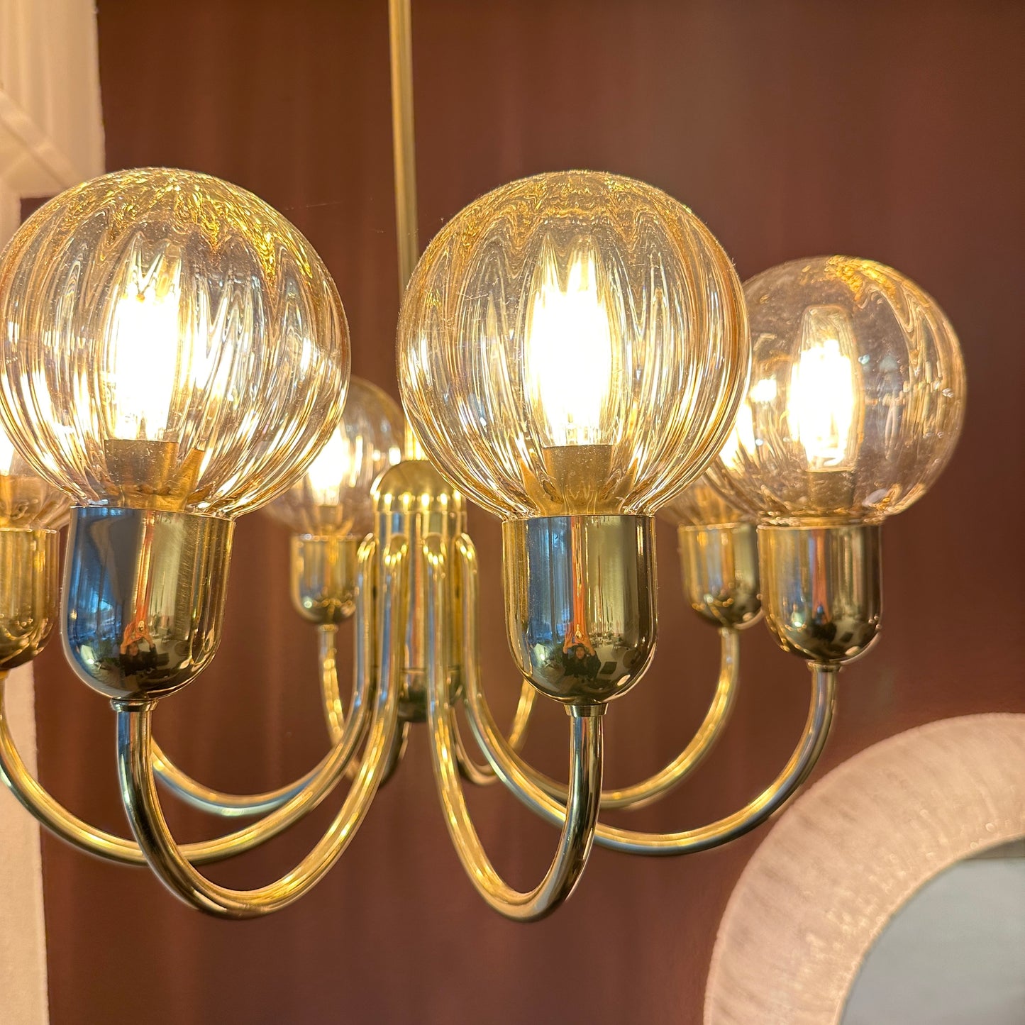 Kaiser Leuchten chandelier with amber globes