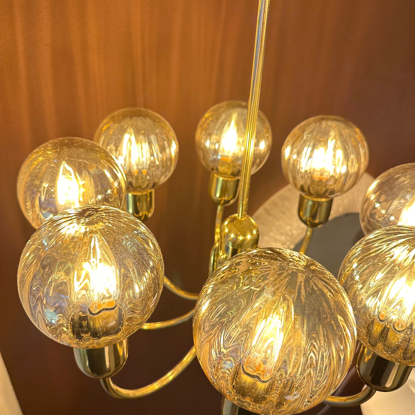 Kaiser Leuchten chandelier with amber globes