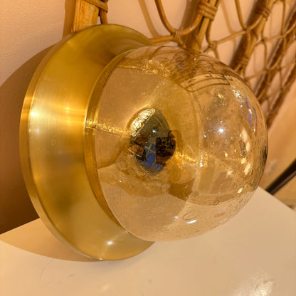 Wand-/plafondlamp messing en bubbelglas