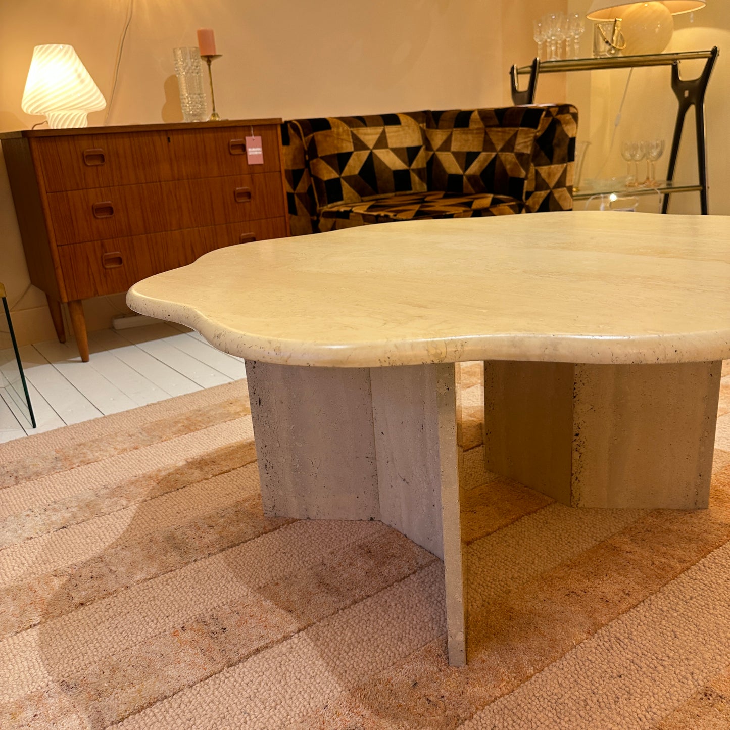 Travertine flower / cloud coffeetable