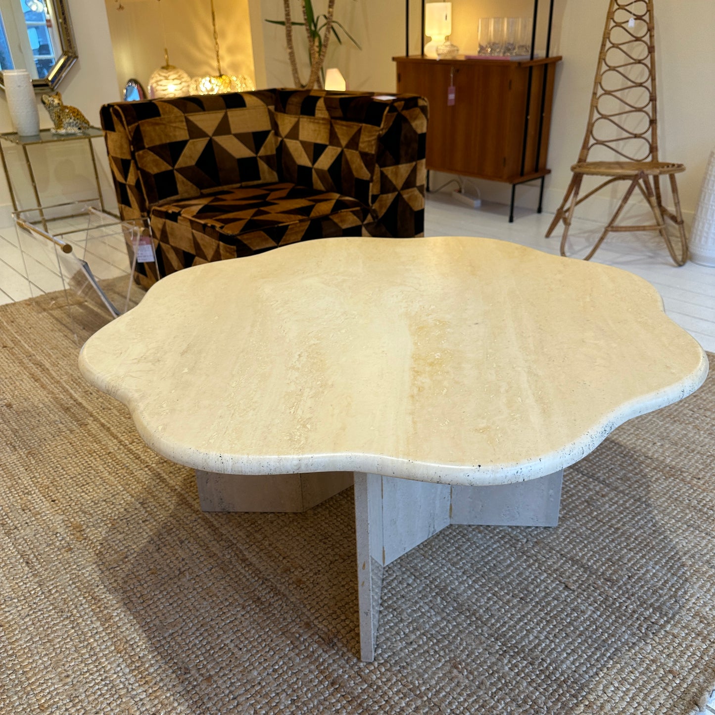 Travertine flower / cloud coffeetable