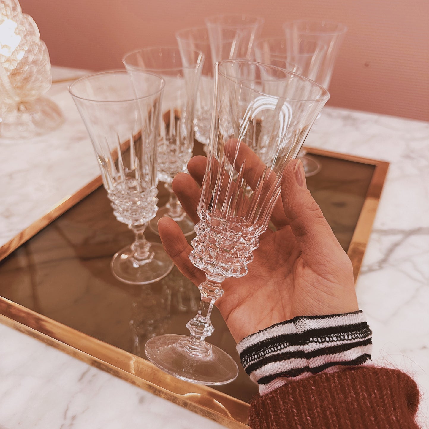 Crystal glass champaign flutes