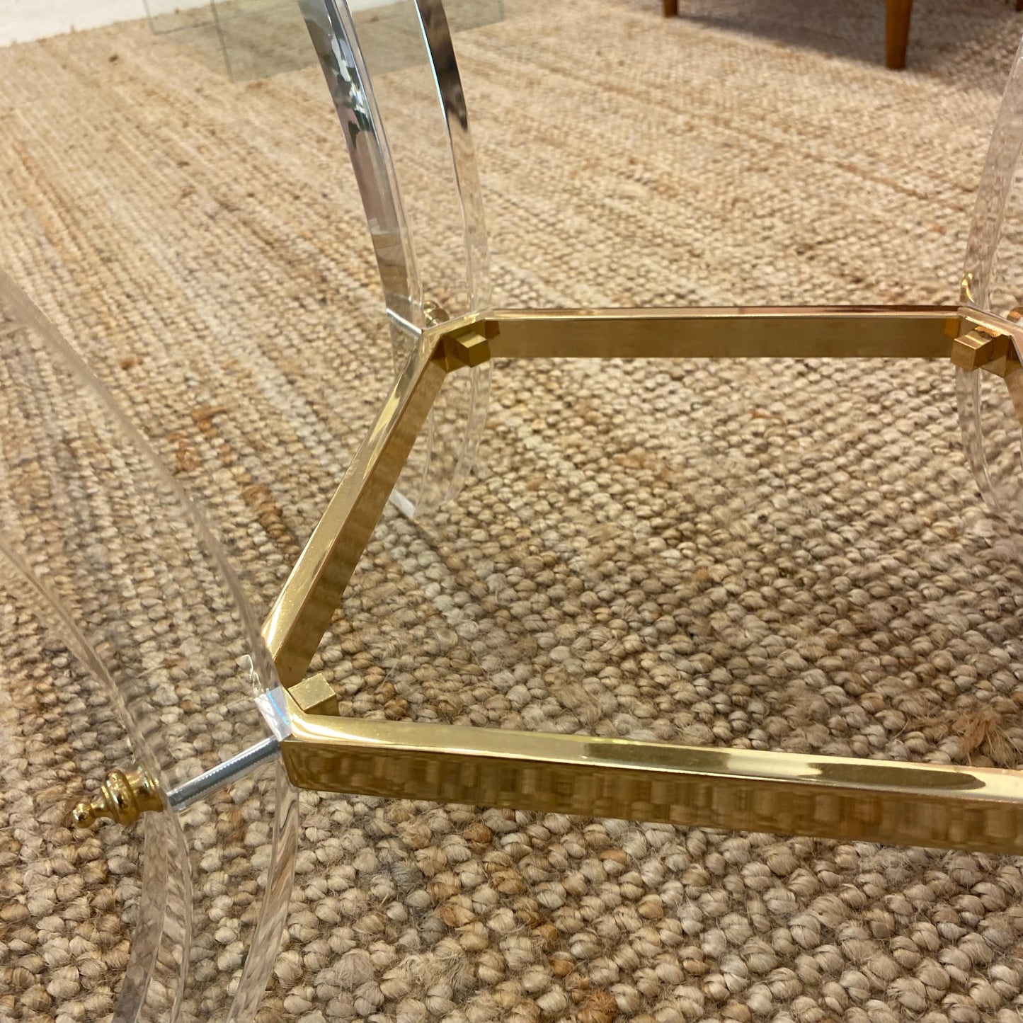 Lucite sidetable with glass top