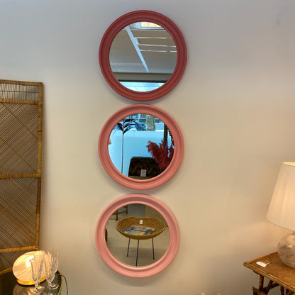 Roze ronde spiegel uit de jaren 80
