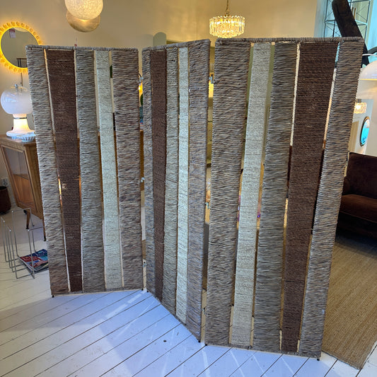 Wicker, rattan and rope folding screen