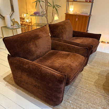 Italiaanse, chunky bruine loungestoelen