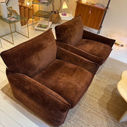 Italiaanse, chunky bruine loungestoelen