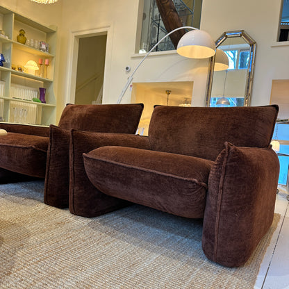 Italiaanse, chunky bruine loungestoelen