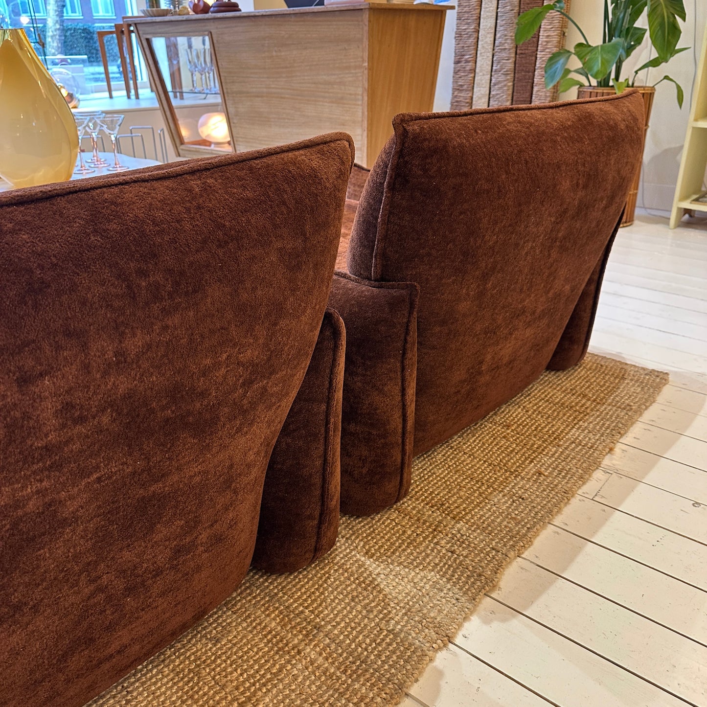 Italiaanse, chunky bruine loungestoelen