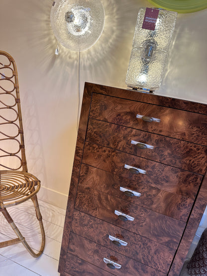 Art deco burl wood veneer chest of drawers