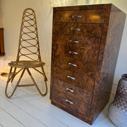 Art deco burl wood veneer chest of drawers