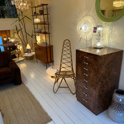 Art deco burl wood veneer chest of drawers