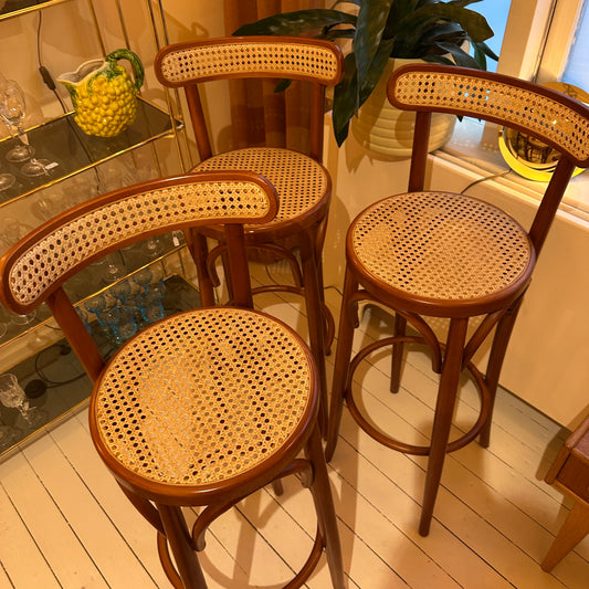 Italian wicker and cane barstools