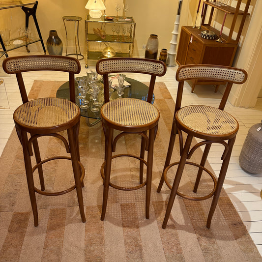Italian wicker and cane barstools
