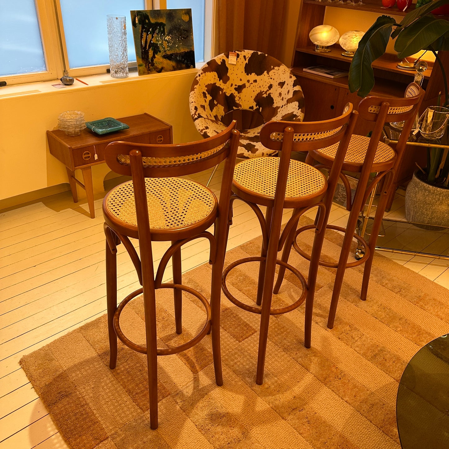 Italiaanse barkrukken van rotan en webbing