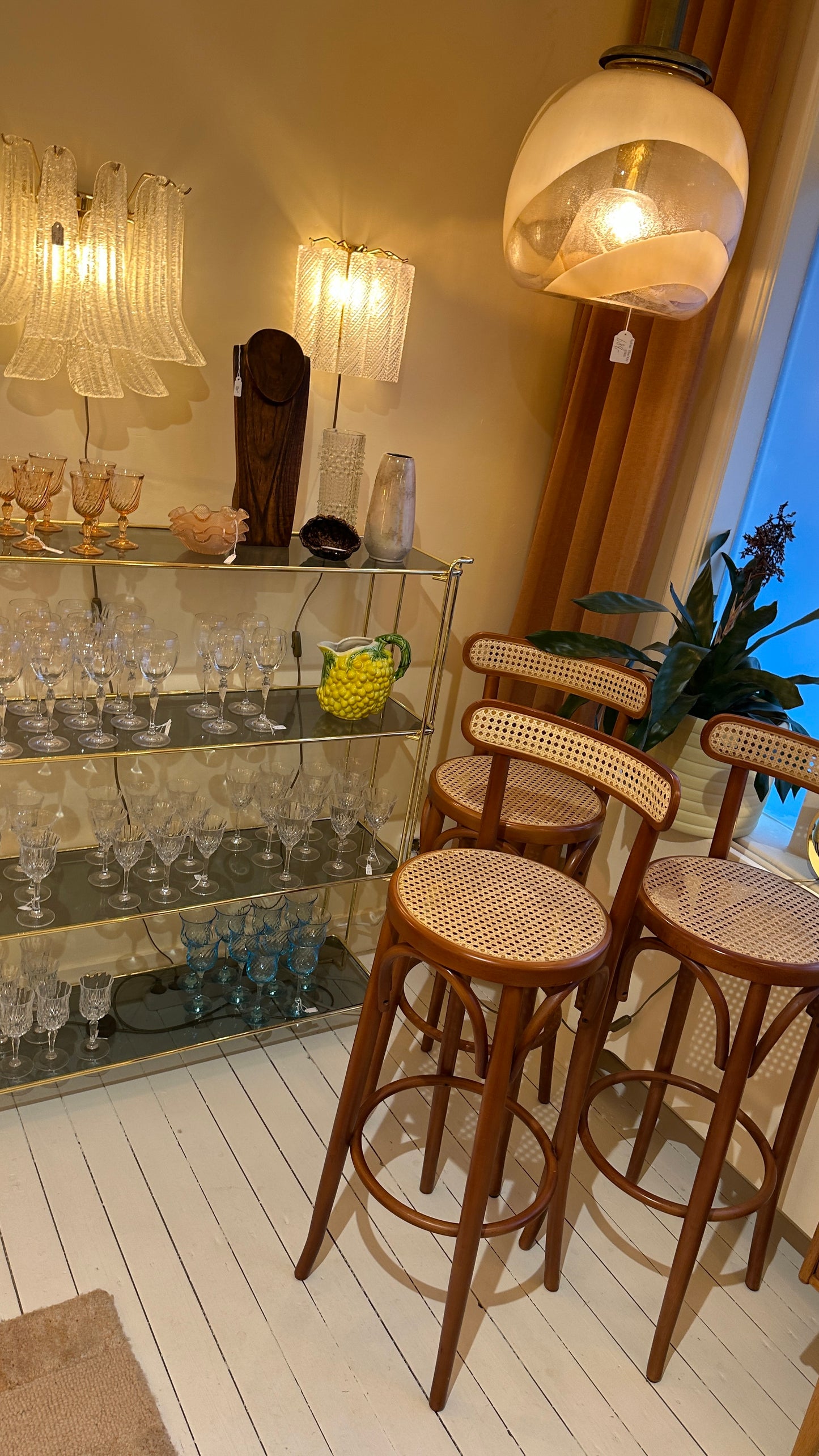 Italiaanse barkrukken van rotan en webbing