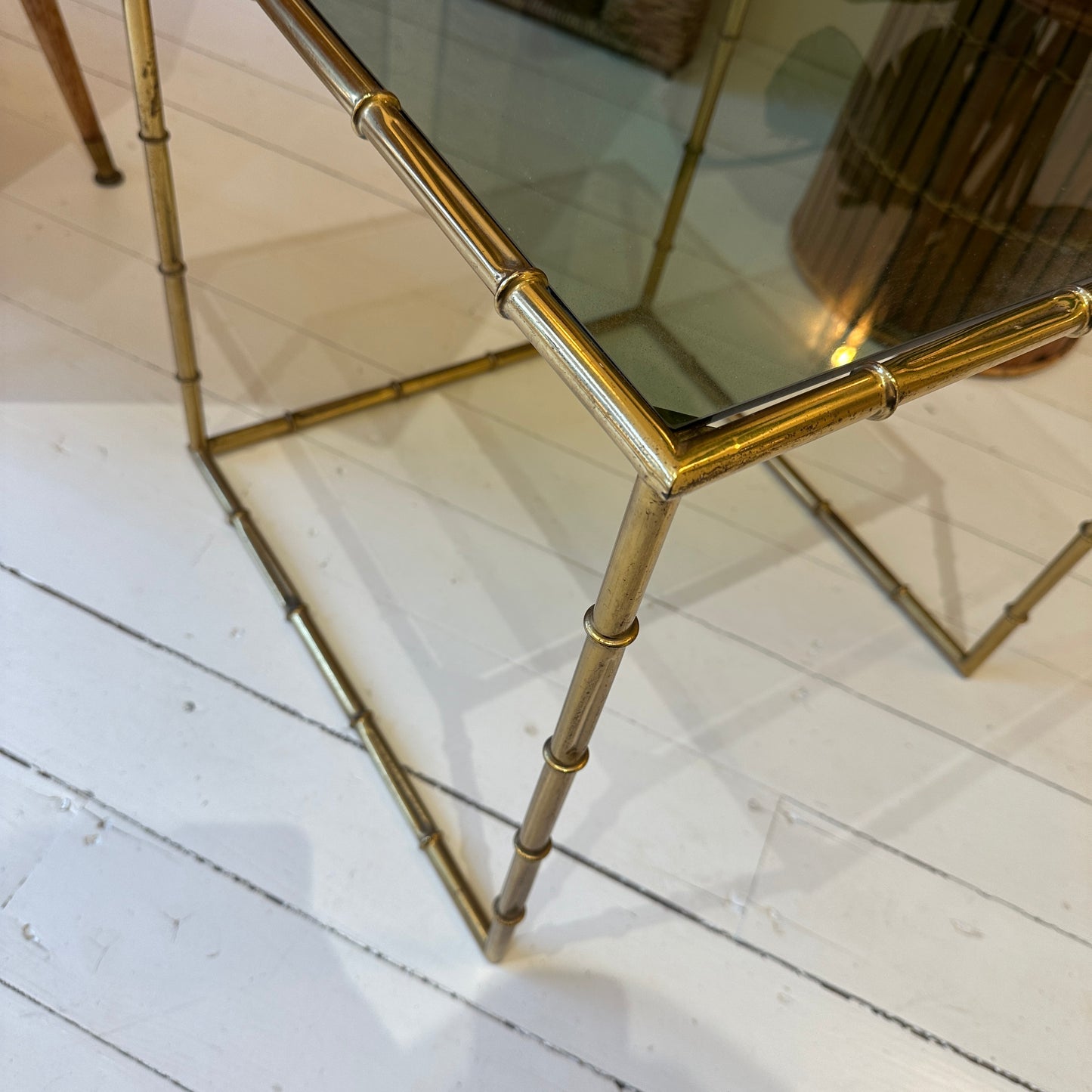 Italian faux bamboo brass sidetable