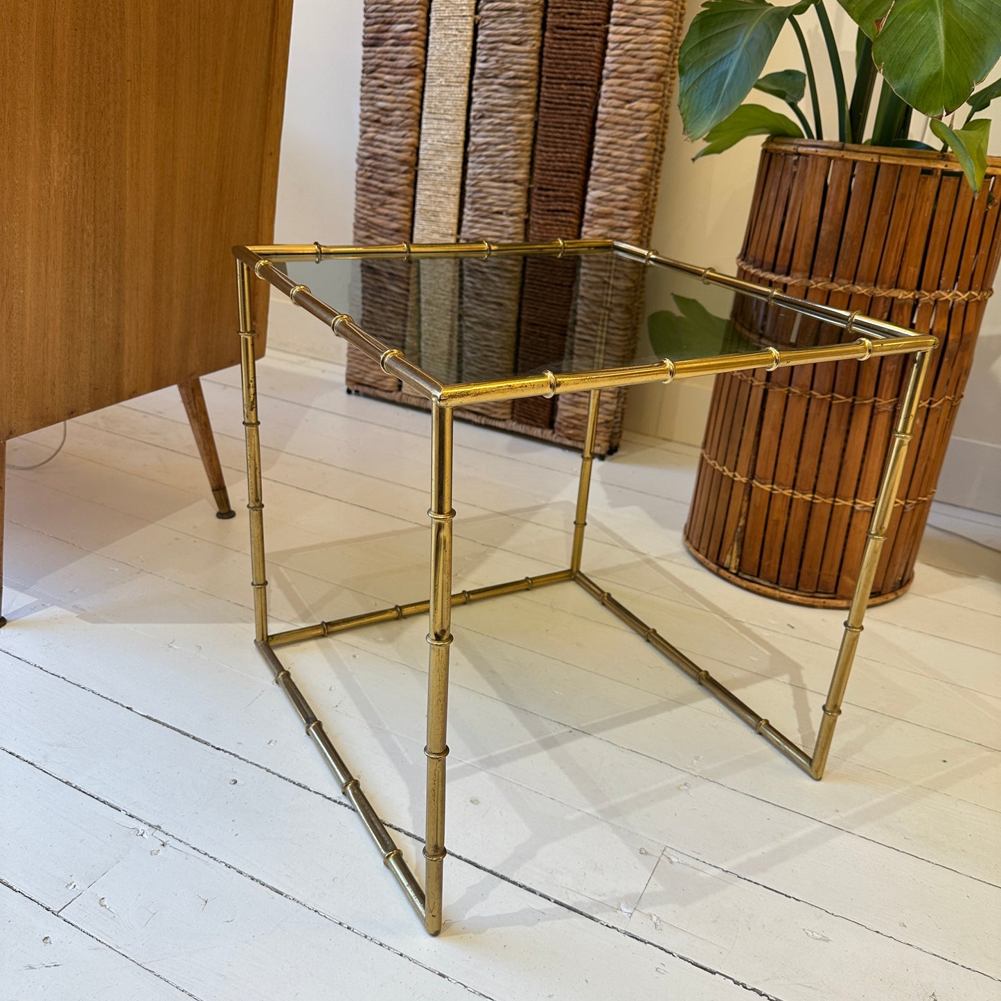 Italian faux bamboo brass sidetable
