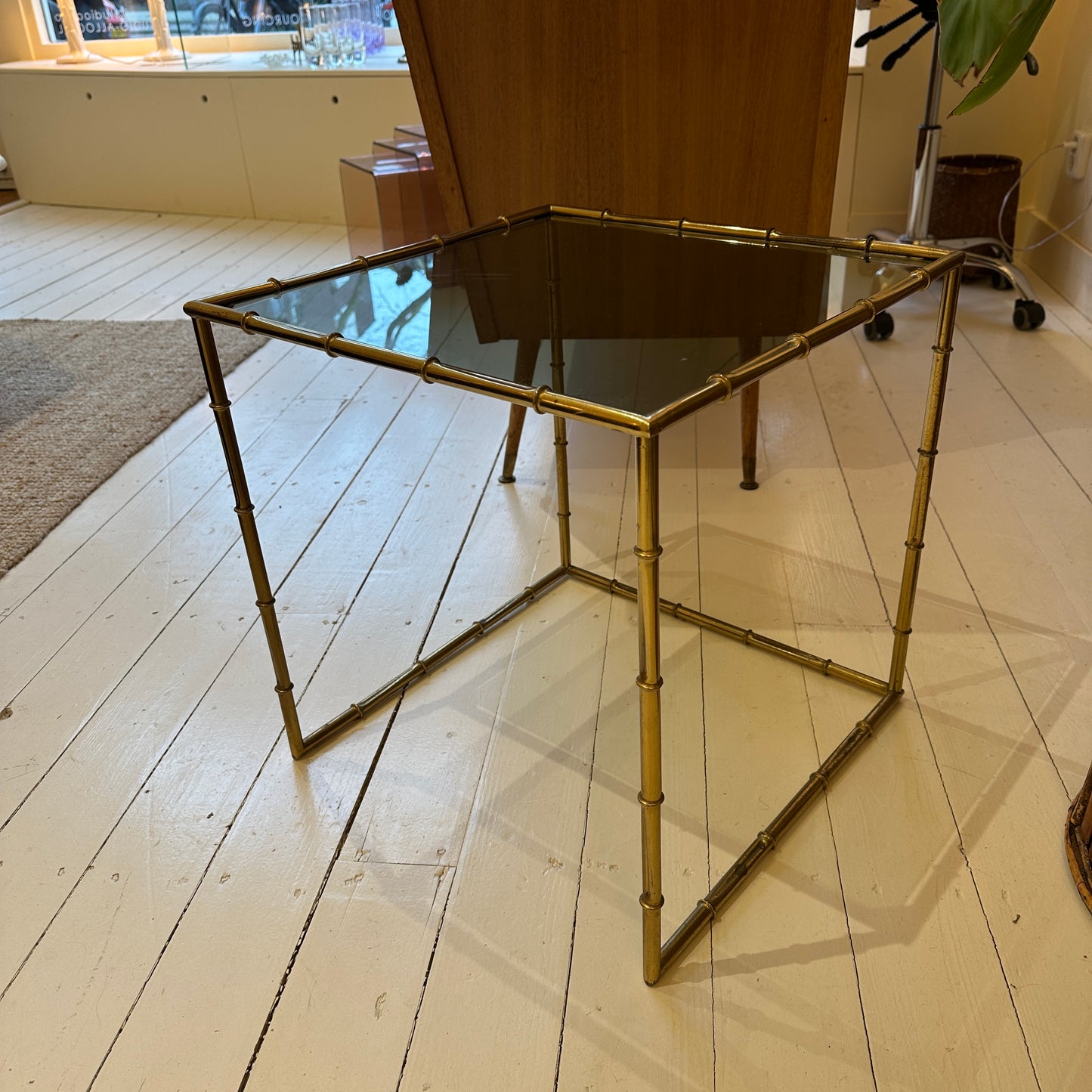 Italian faux bamboo brass sidetable