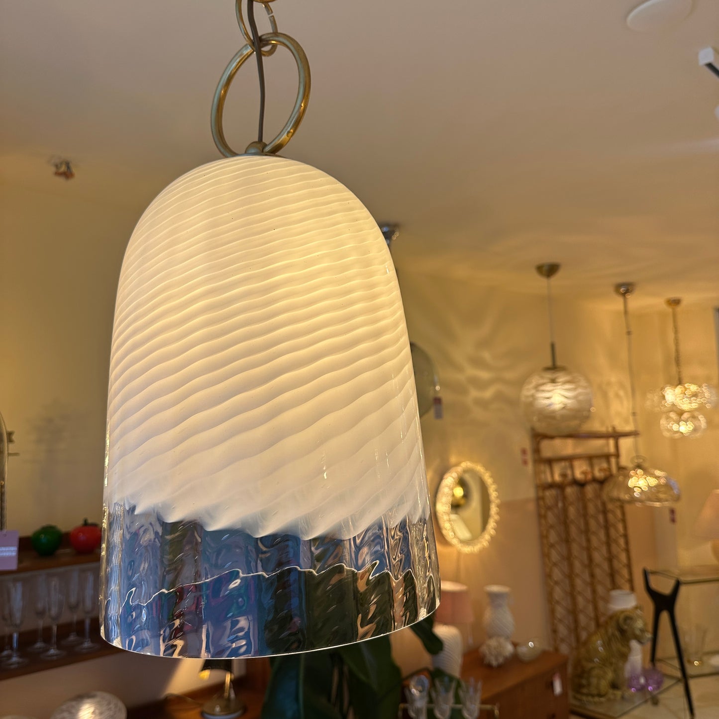 Murano glass hanging bell pendant light