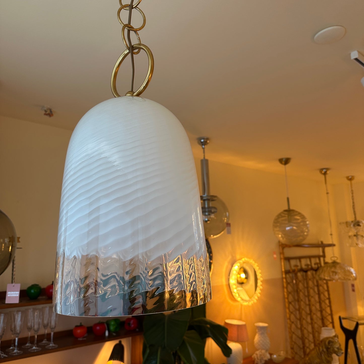 Murano glass hanging bell pendant light