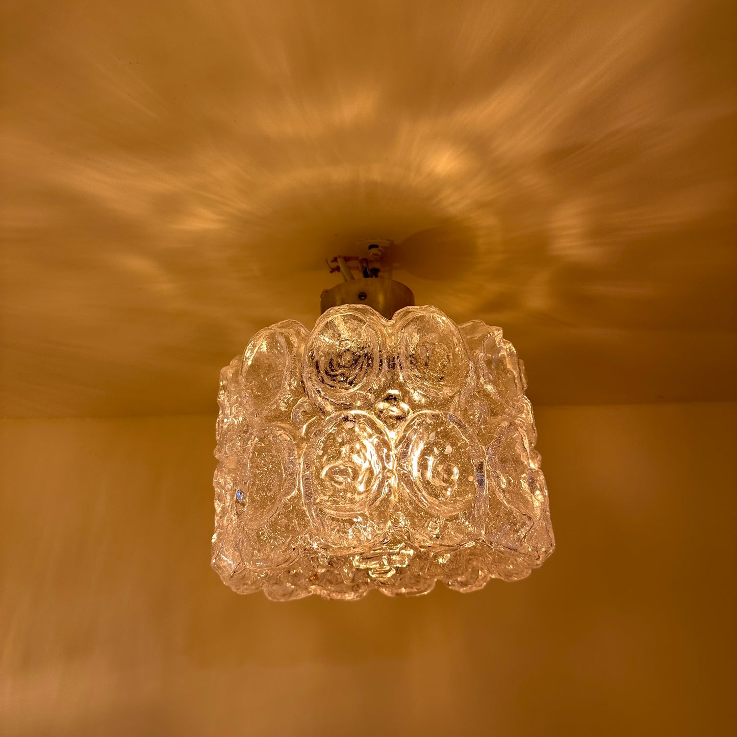 Heavy glass ceiling light from Glashutte Limburg