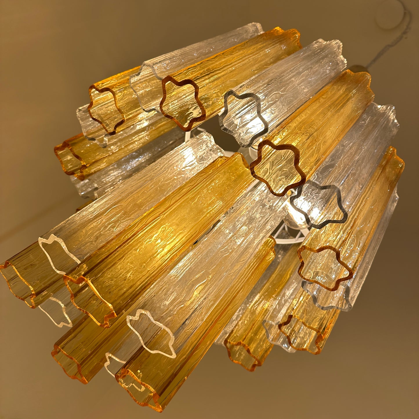 Multicolor amber tronchi chandelier from Italy