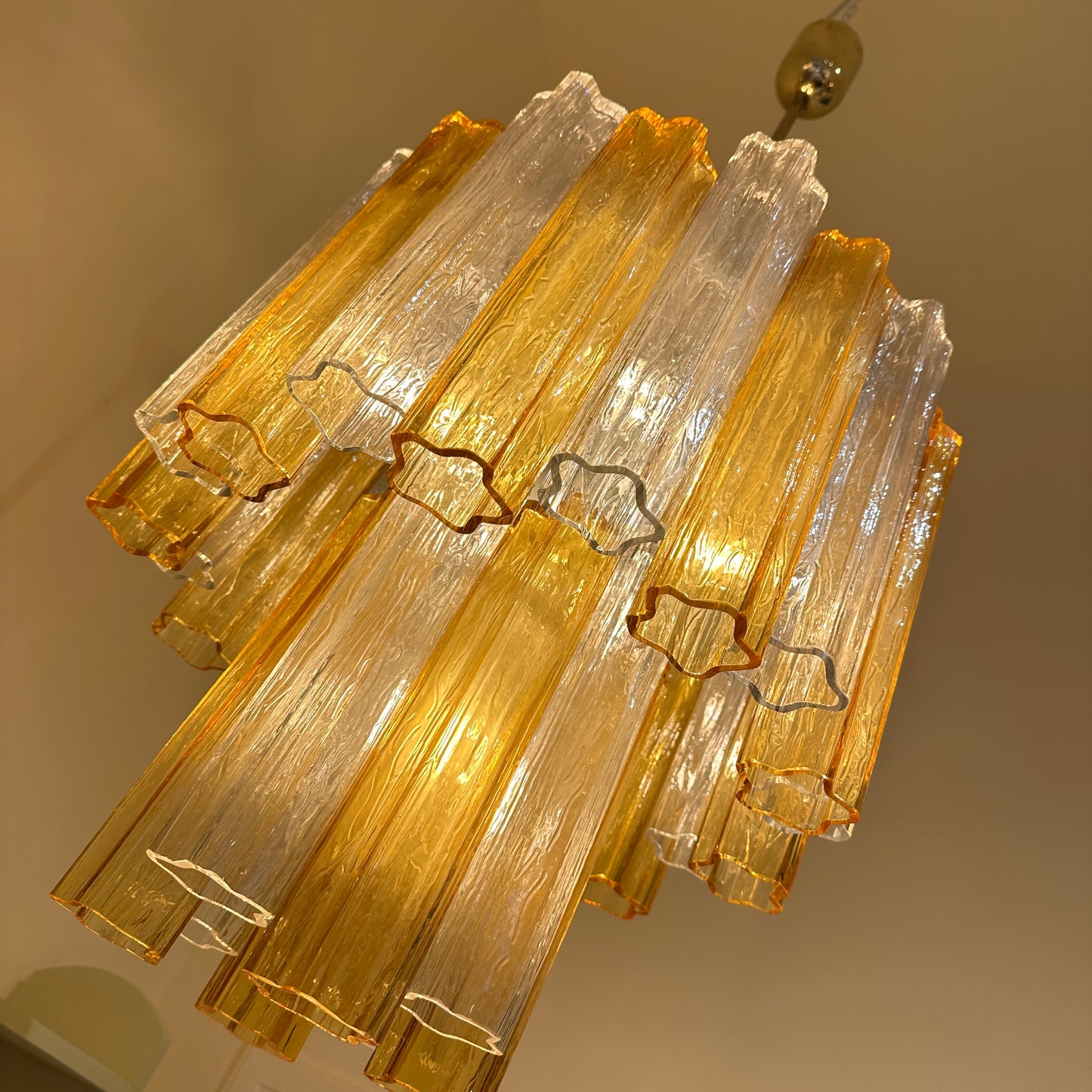 Multicolor amber tronchi chandelier from Italy