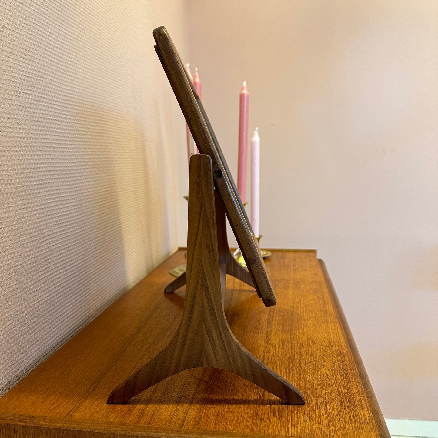 1950's Teak vanity desk mirror