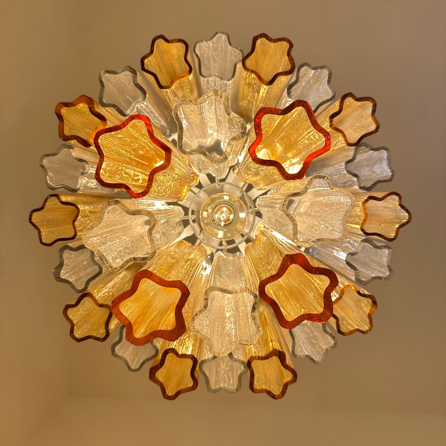 Multicolor amber tronchi chandelier from Italy