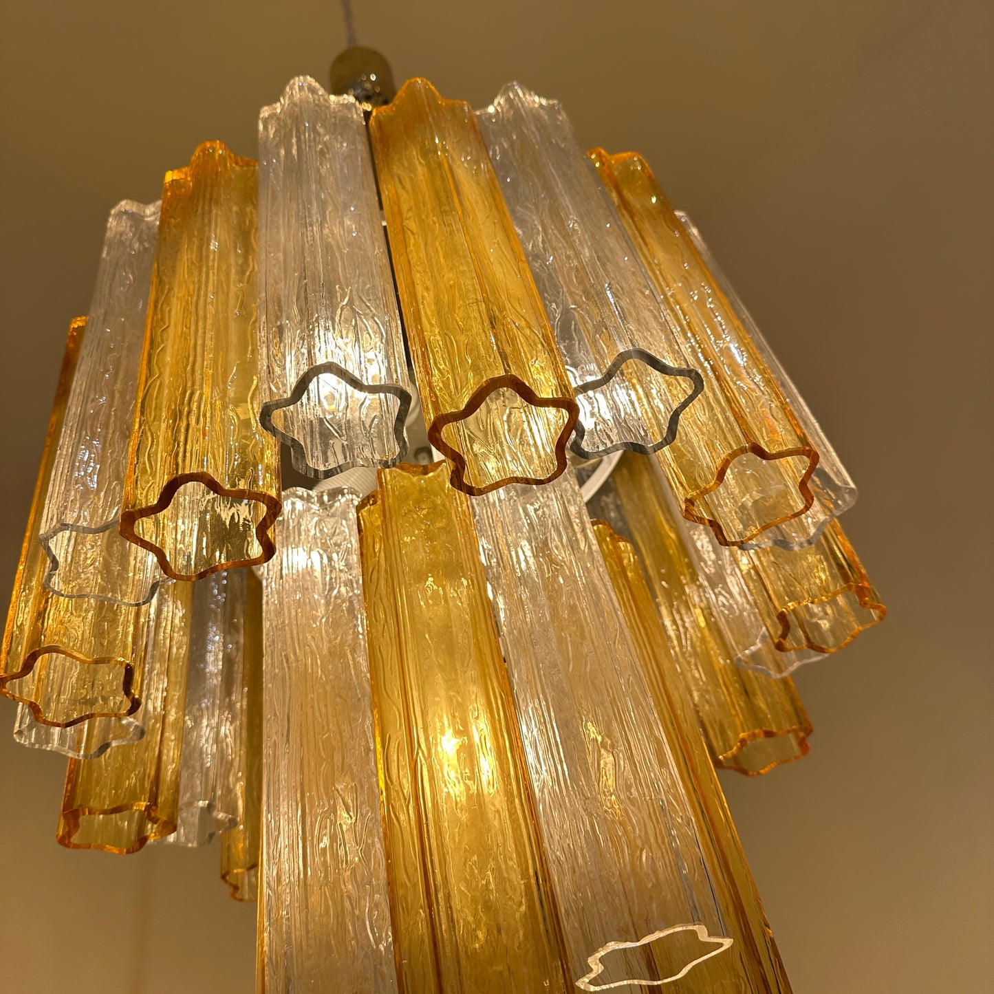 Multicolor amber tronchi chandelier from Italy