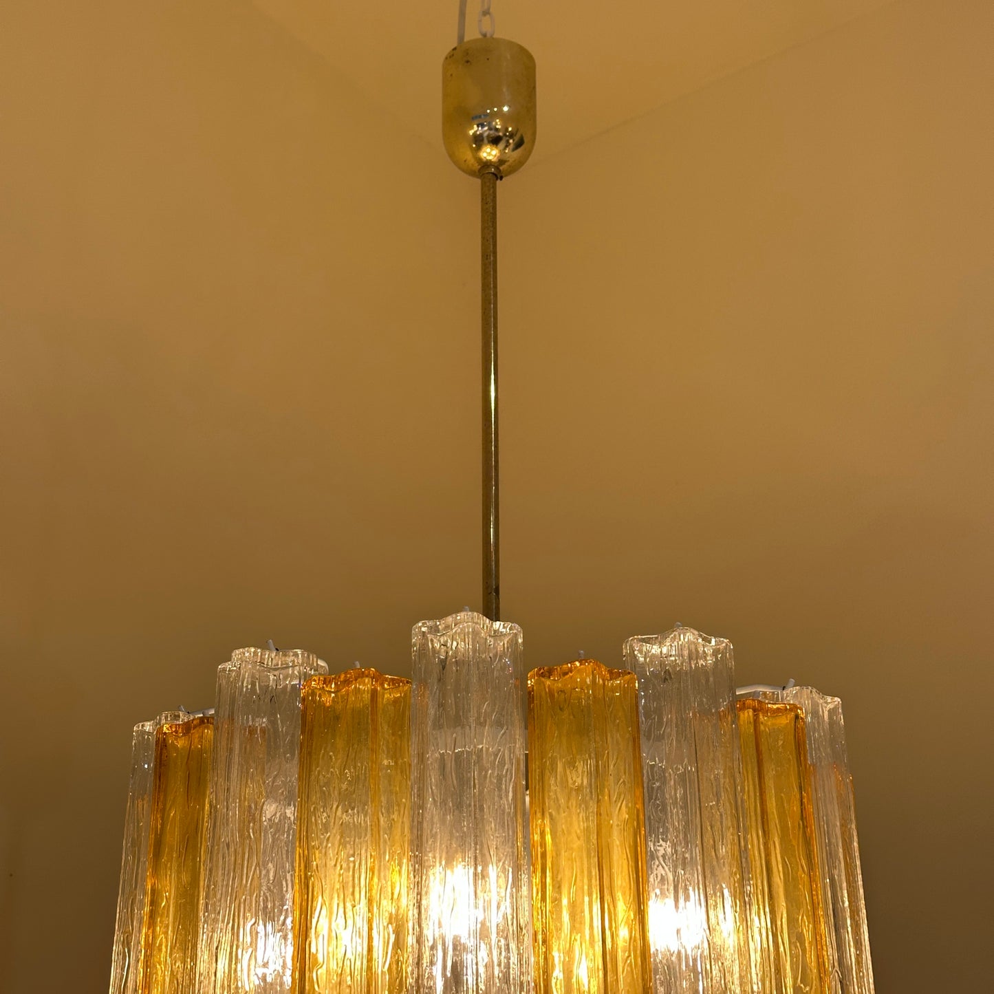 Multicolor amber tronchi chandelier from Italy