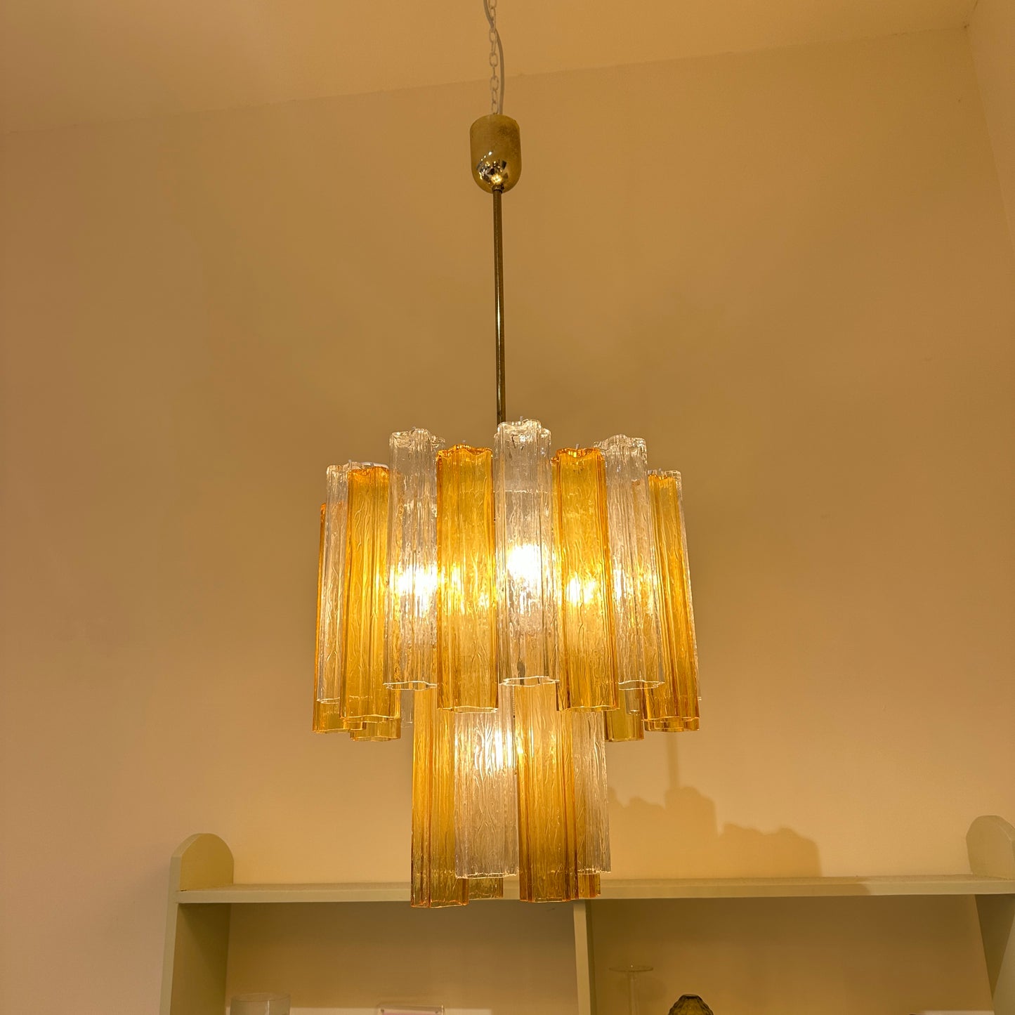 Multicolor amber tronchi chandelier from Italy