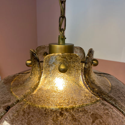 Bloemblaadjeslamp van gerookt glas