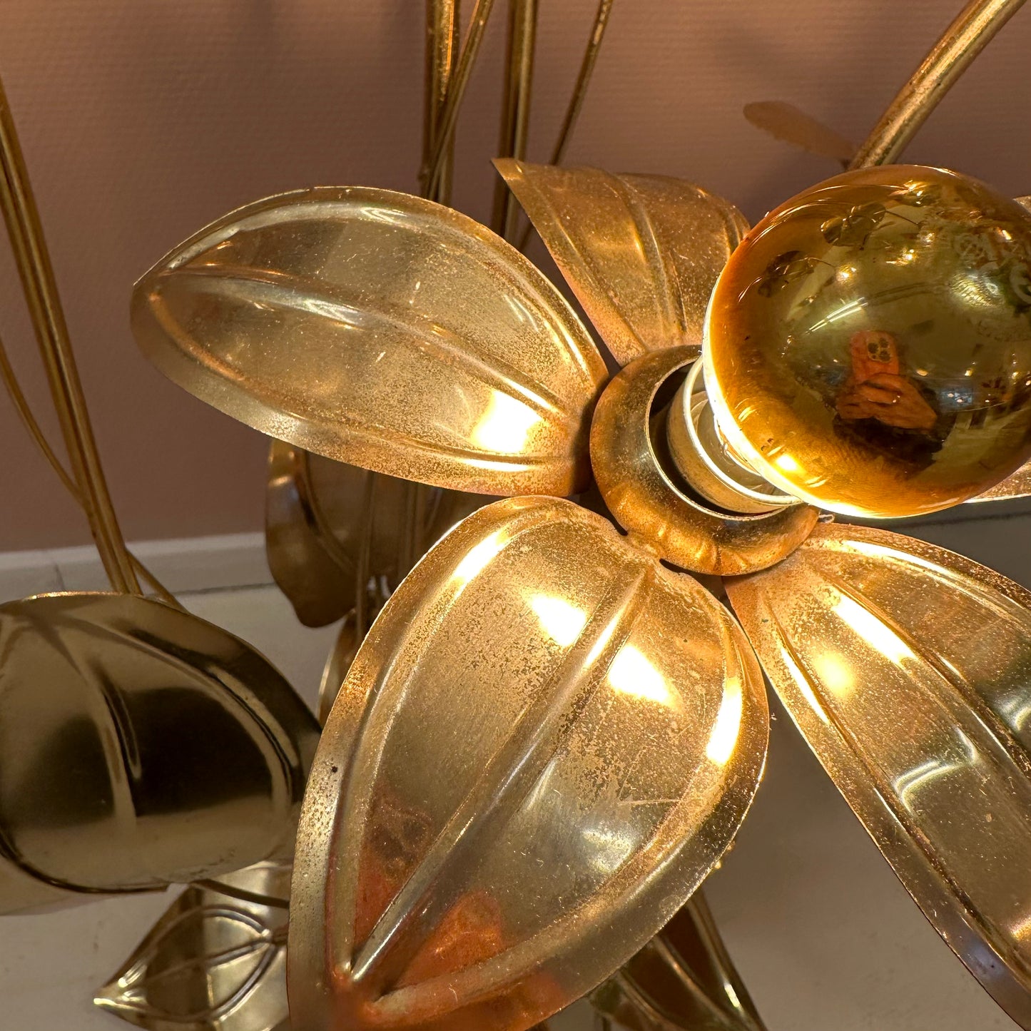 Brass flower floor lamp