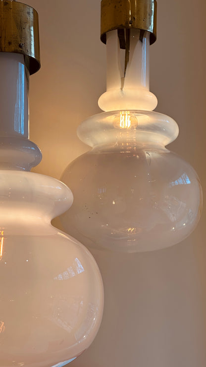 Opaal Murano glazen hanglamp 1979 van Toni Zuccheri VeArt