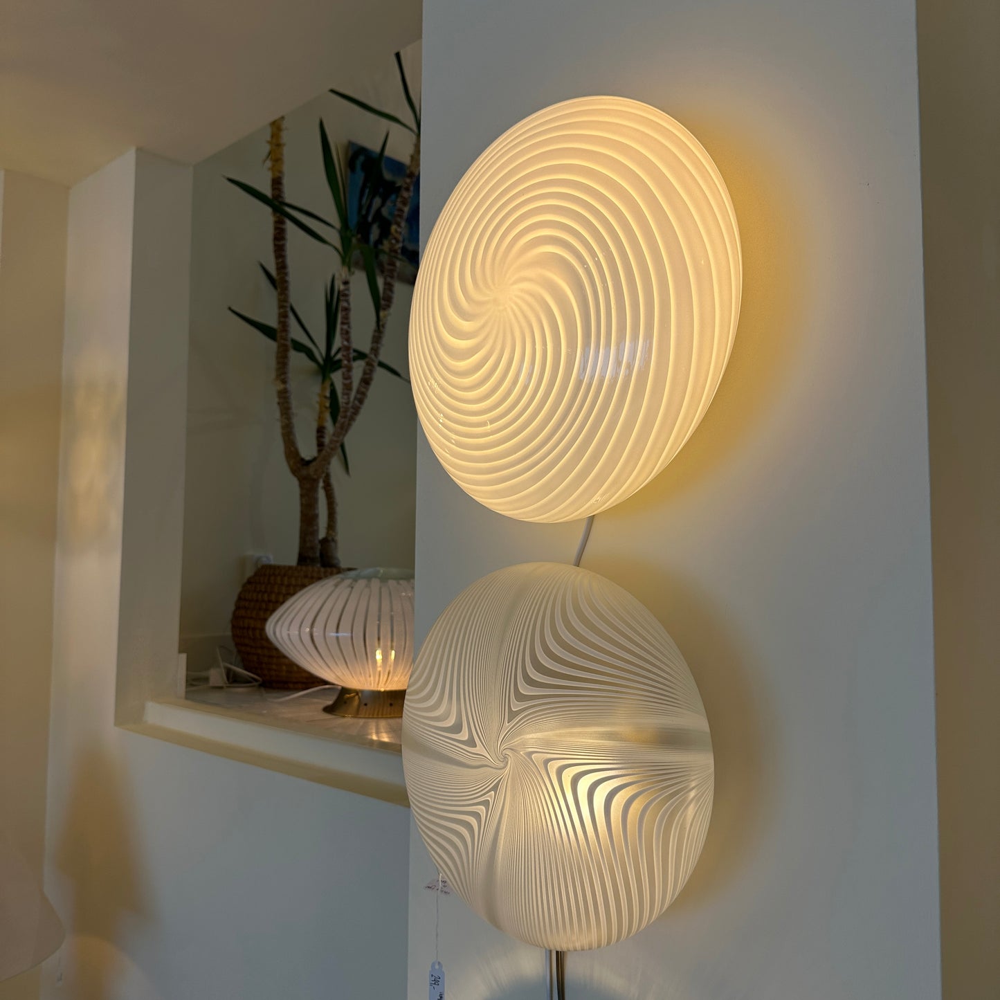 Swirl ‘candy’ murano rigadin glass ceiling / wall light