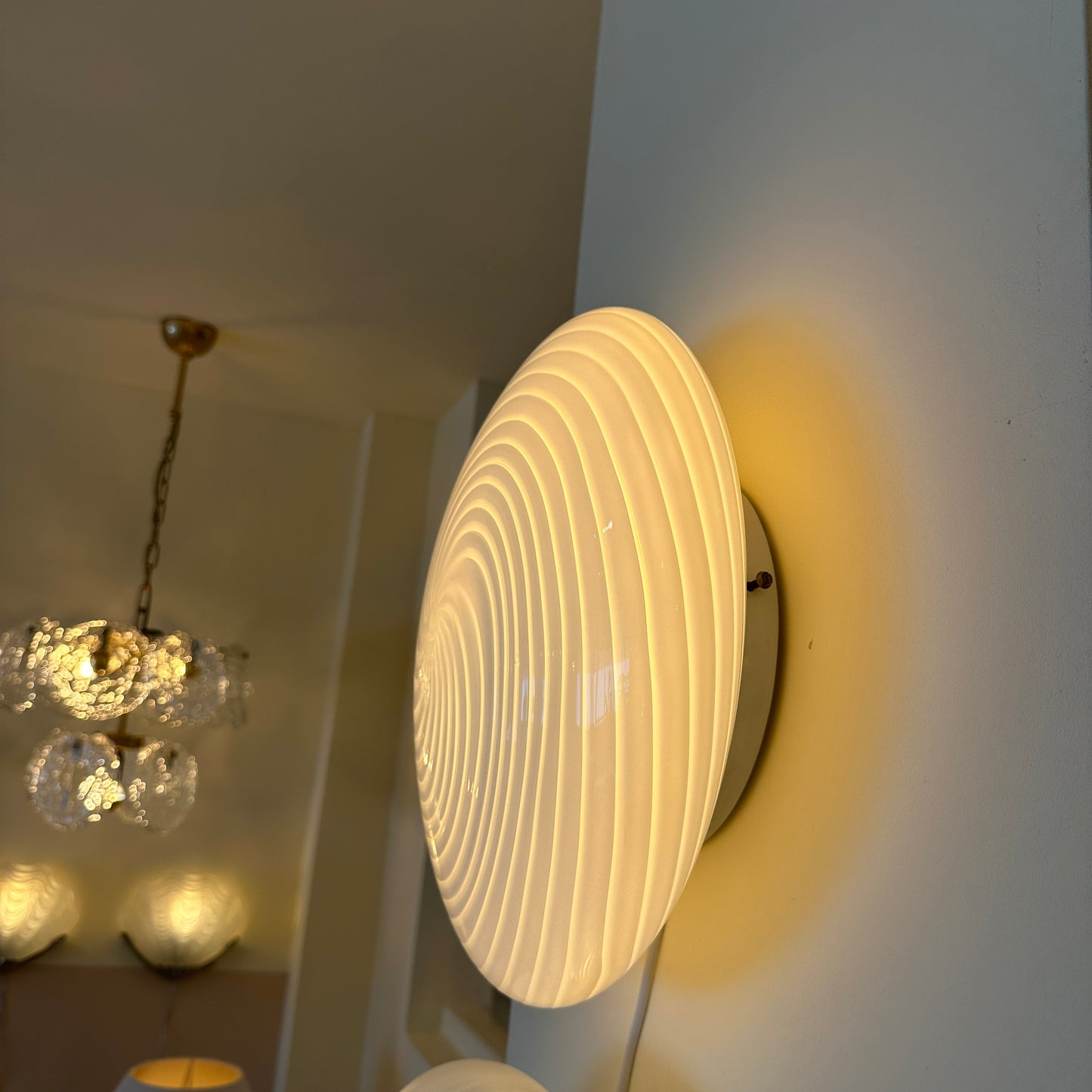 Swirl ‘candy’ murano rigadin glass ceiling / wall light