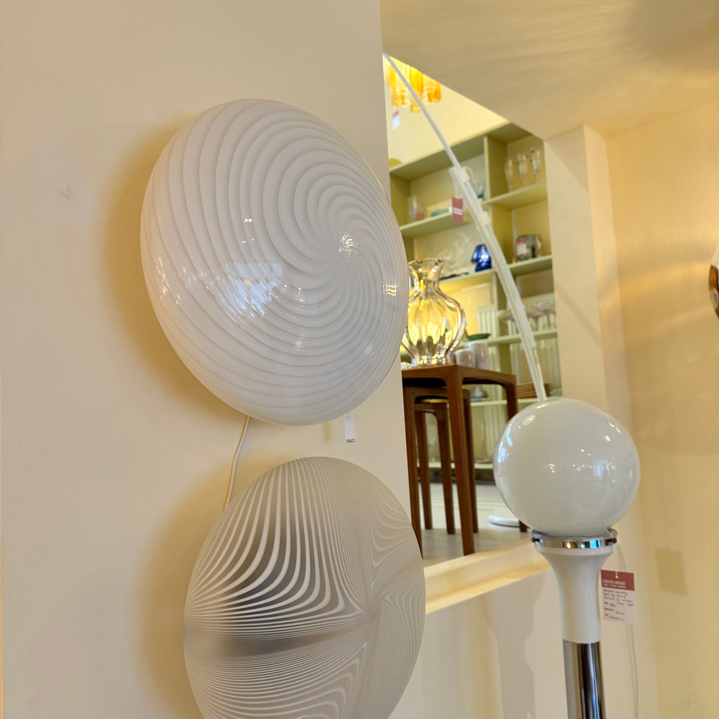 Swirl ‘candy’ murano rigadin glass ceiling / wall light