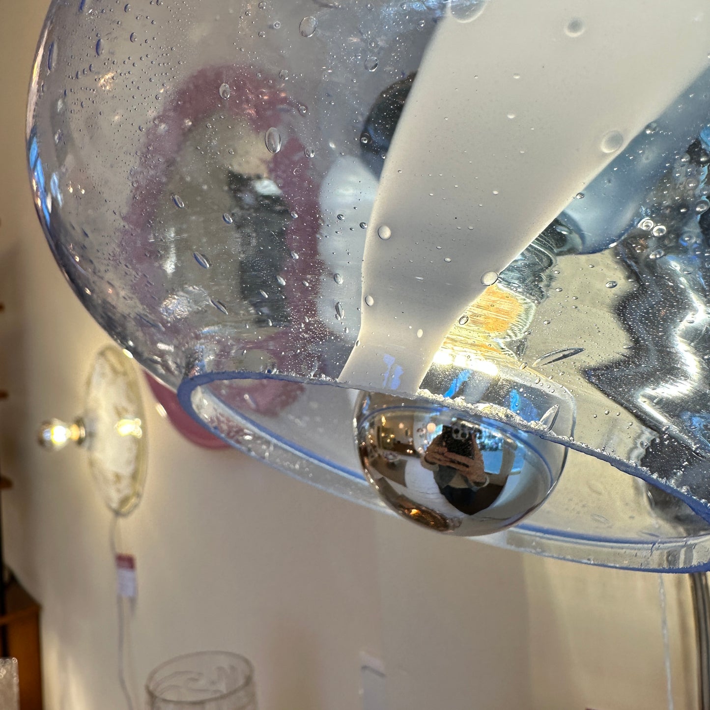 Blue Italian round bubble chrome wall lights