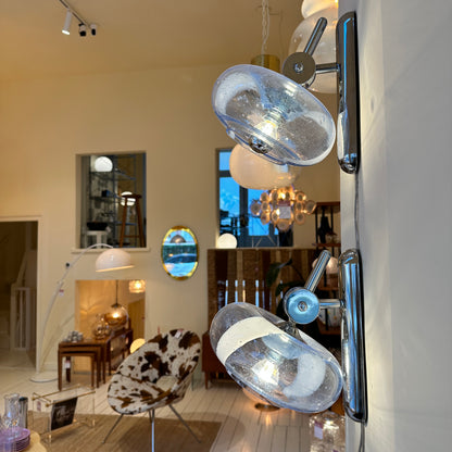 Blue Italian round bubble chrome wall lights