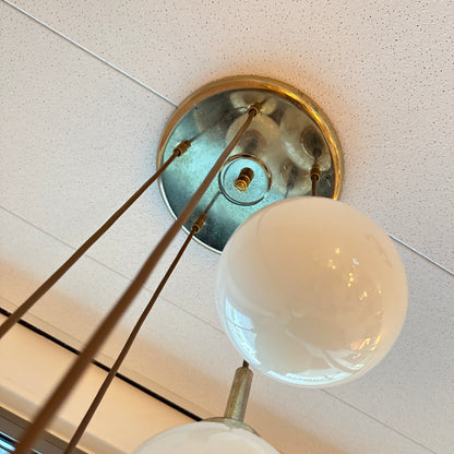 Hanging lamp with 5 opal glass white balls