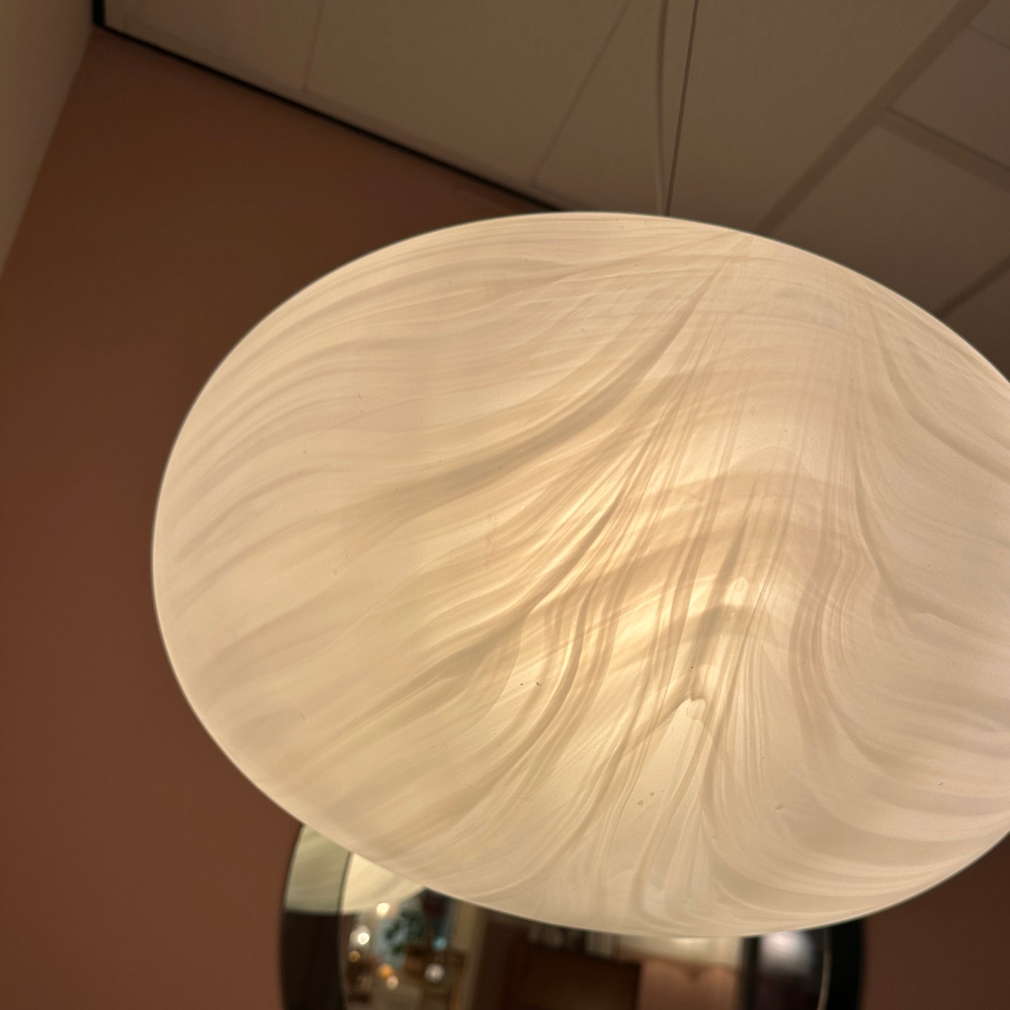 Oval marbled glass murano glass hanging lamp