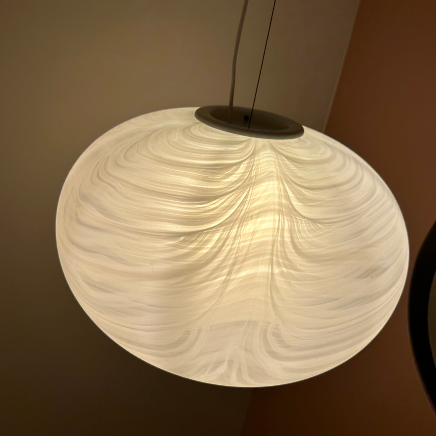 Oval marbled glass murano glass hanging lamp