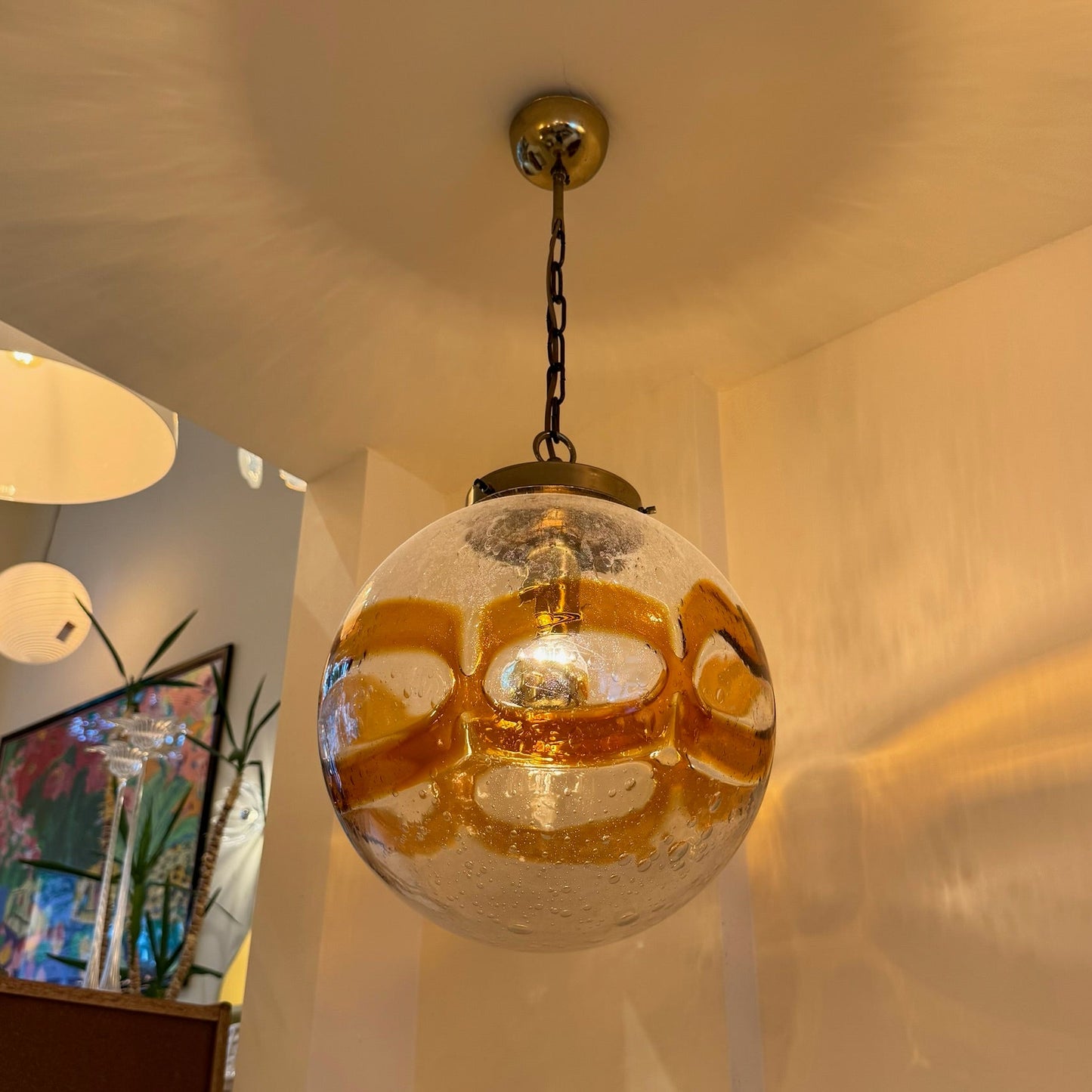 Kaiser Leuchten Murano glass amber bubble pendant