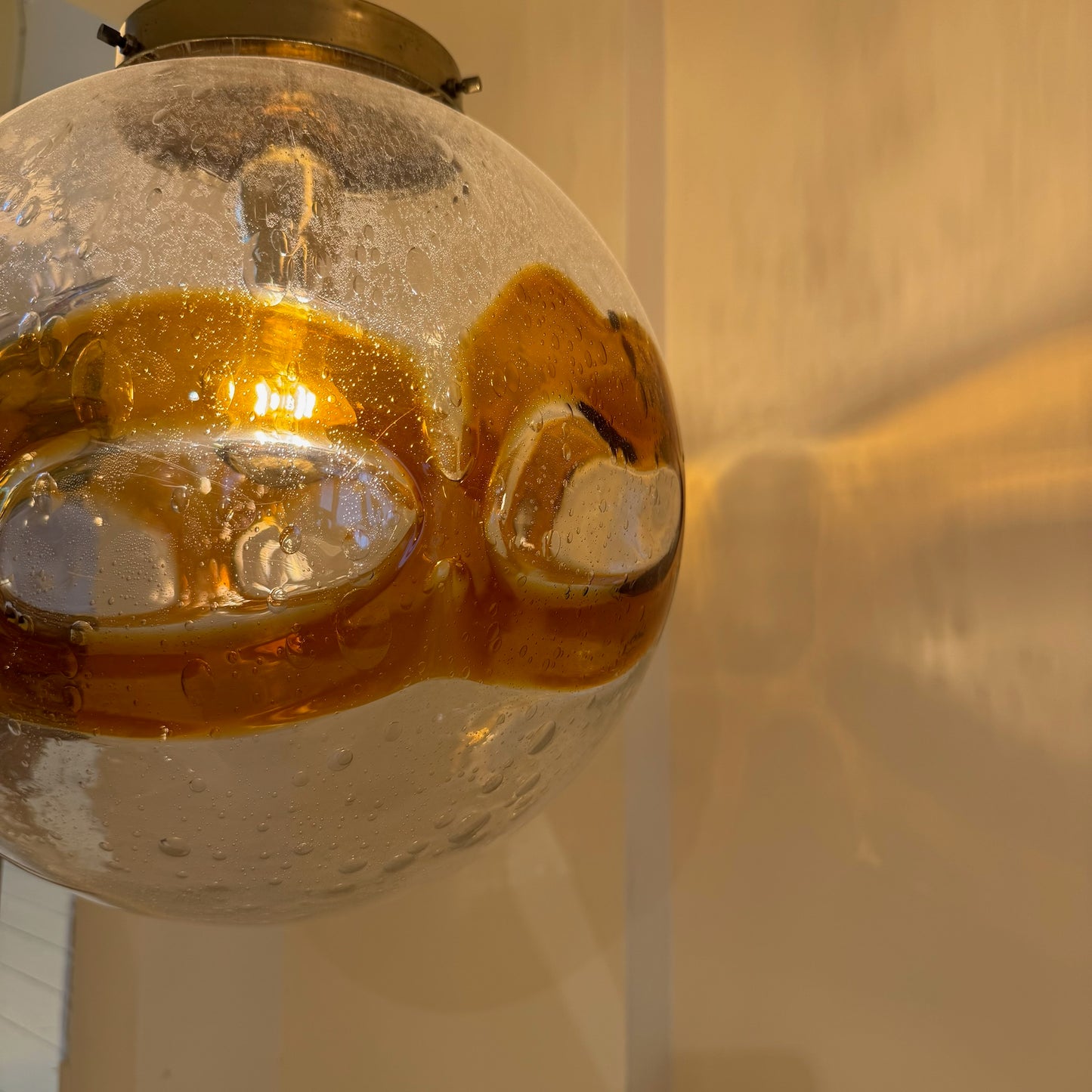 Kaiser Leuchten Murano glass amber bubble pendant