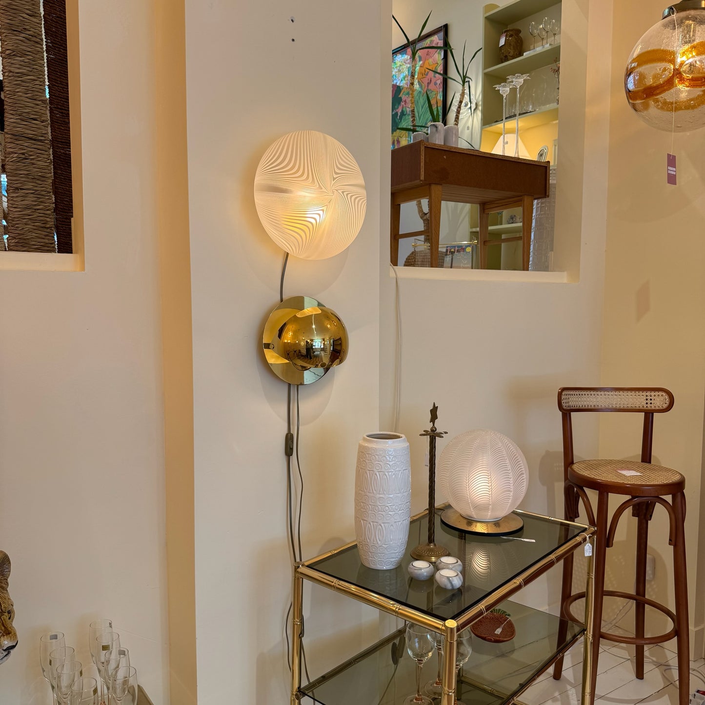 Italian Murano spiral ceiling or wall light
