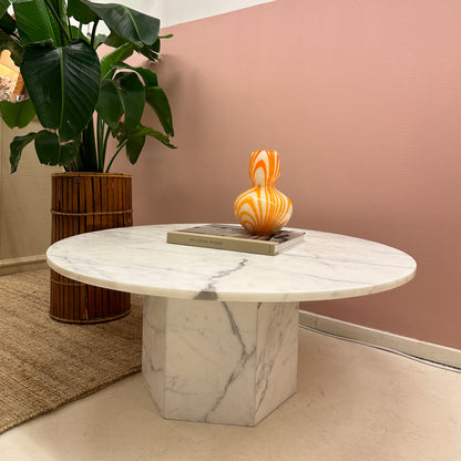 Round coffetable white carrara marble