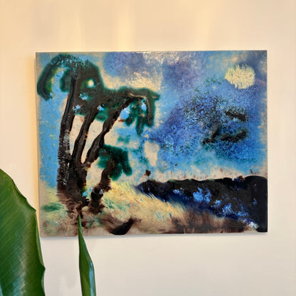 Ceramic island landscape wall artwork