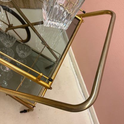 Brass barcart with big wheels